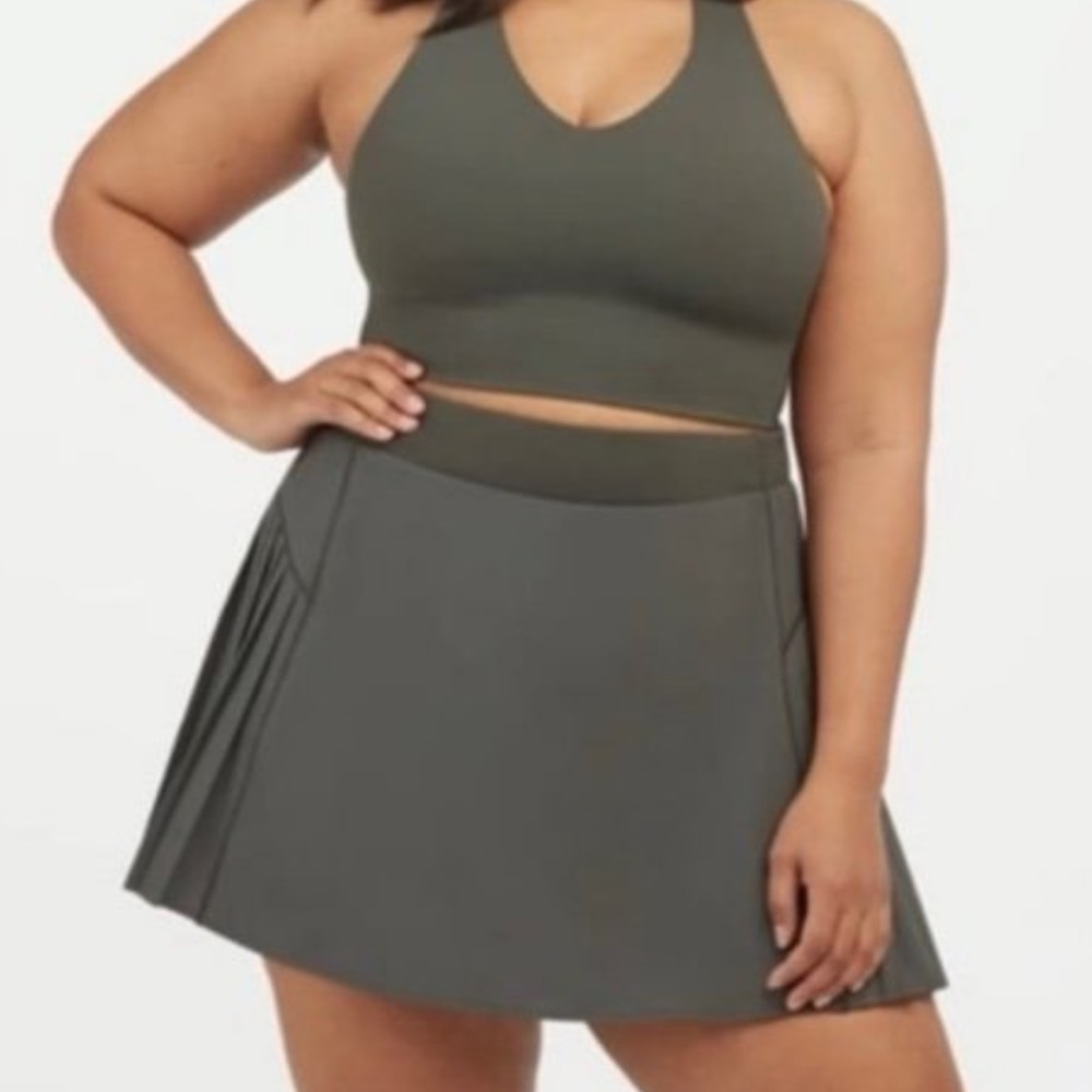 Spanx skort with shorts dark Palm L pleated NWT $88